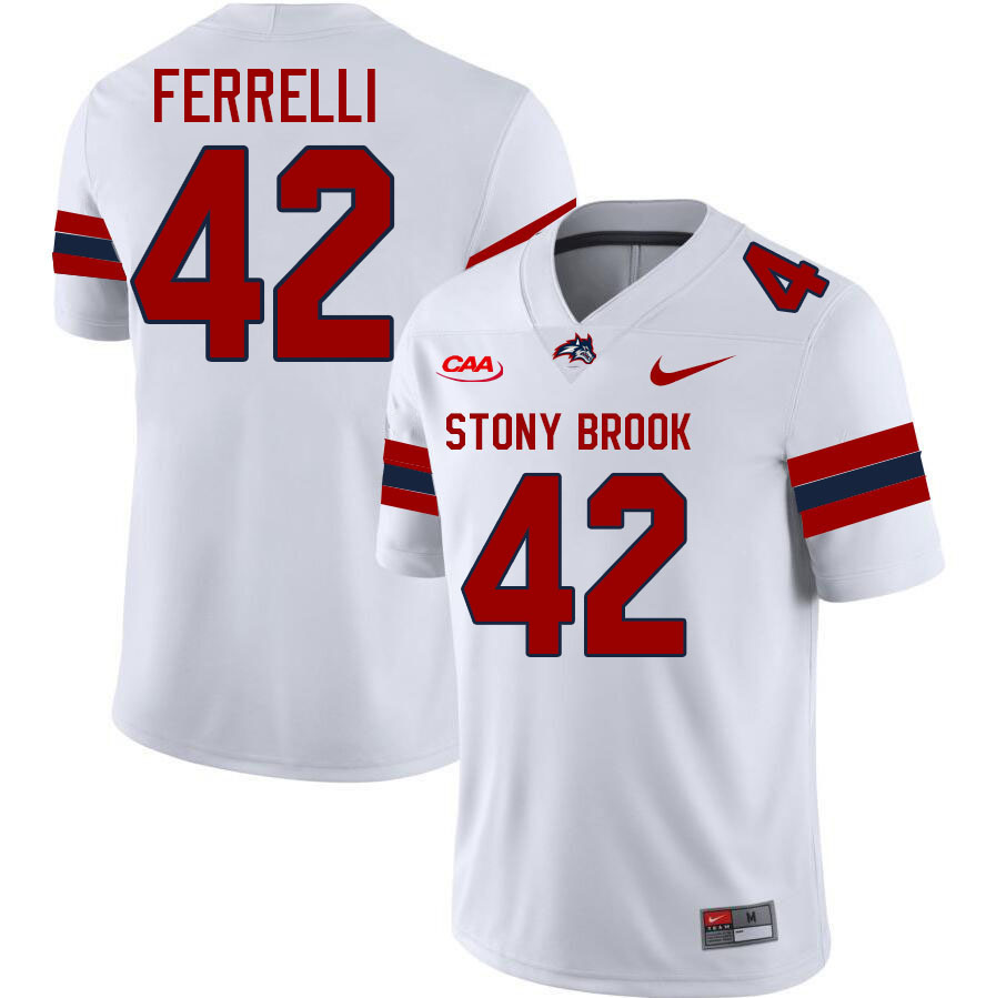 Stony Brook Seawolves #42 Anthony Ferrelli College Football Jerseys,Uniforms-White
